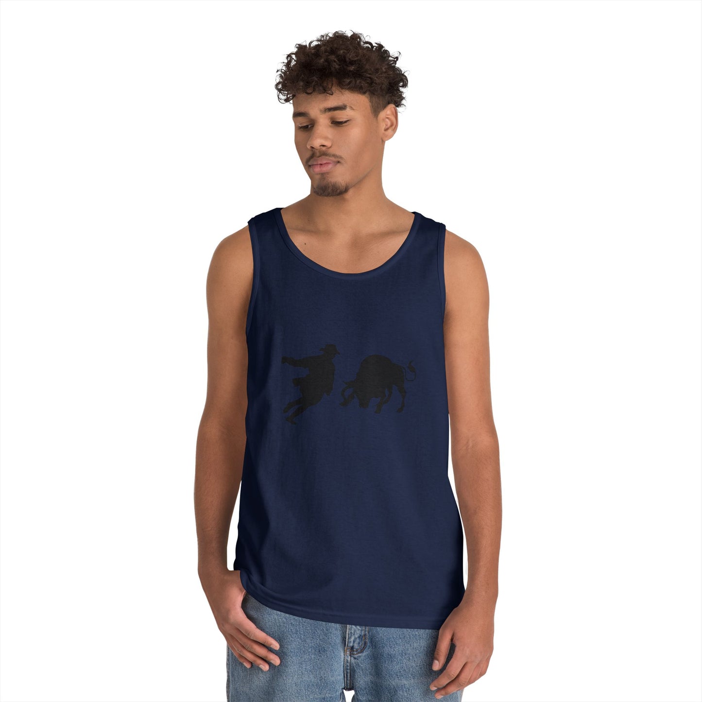 Unisex Heavy Cotton Tank Top - Clown and Bull - Silhouette