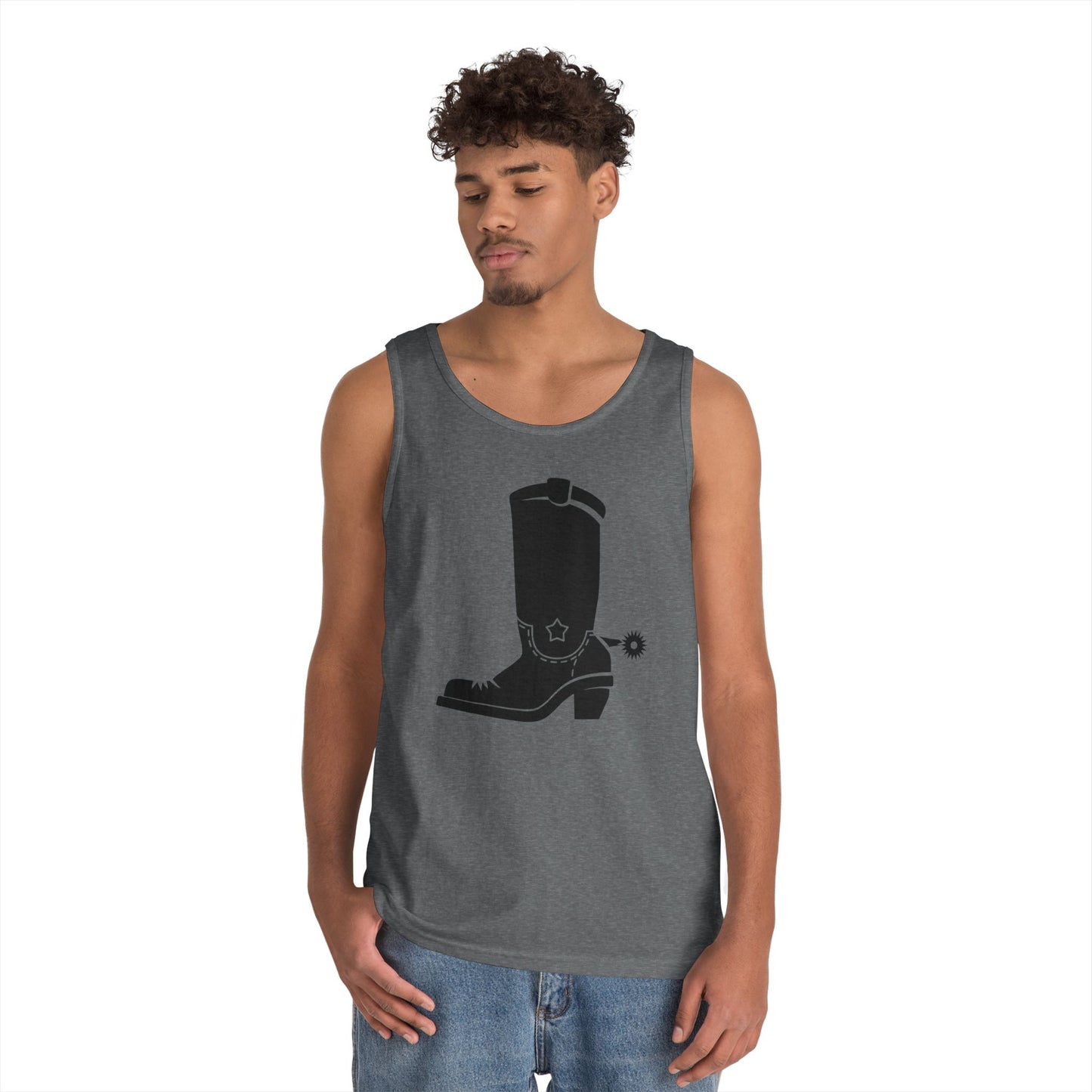 Unisex Heavy Cotton Tank Top - Western Boot with Spur X 300