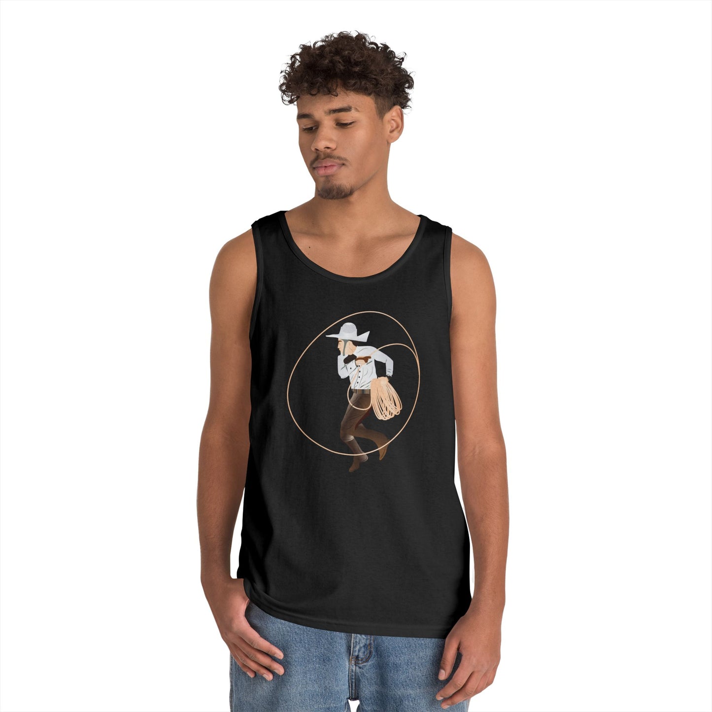 Unisex Heavy Cotton Tank Top - Rodeo - Mexican Cowboy - Lariat