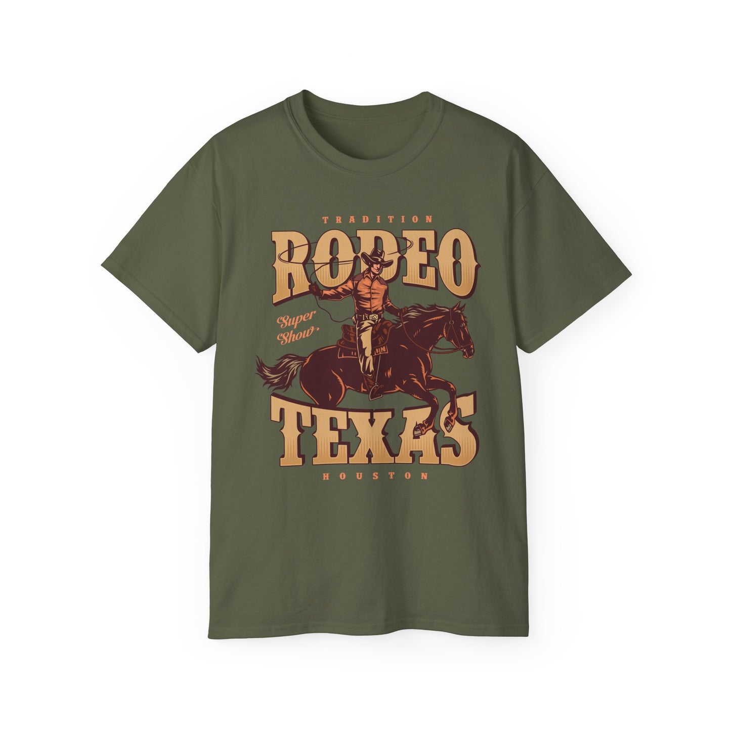 Western Rodeo Cowboy Tee - Fun Casual Shirt for Rodeo Fans, Gift for Country Lovers, Festival Outfit, Everyday Wear, Rodeo Apparel - Tradition Rodeo Super Show - Houston, Texas