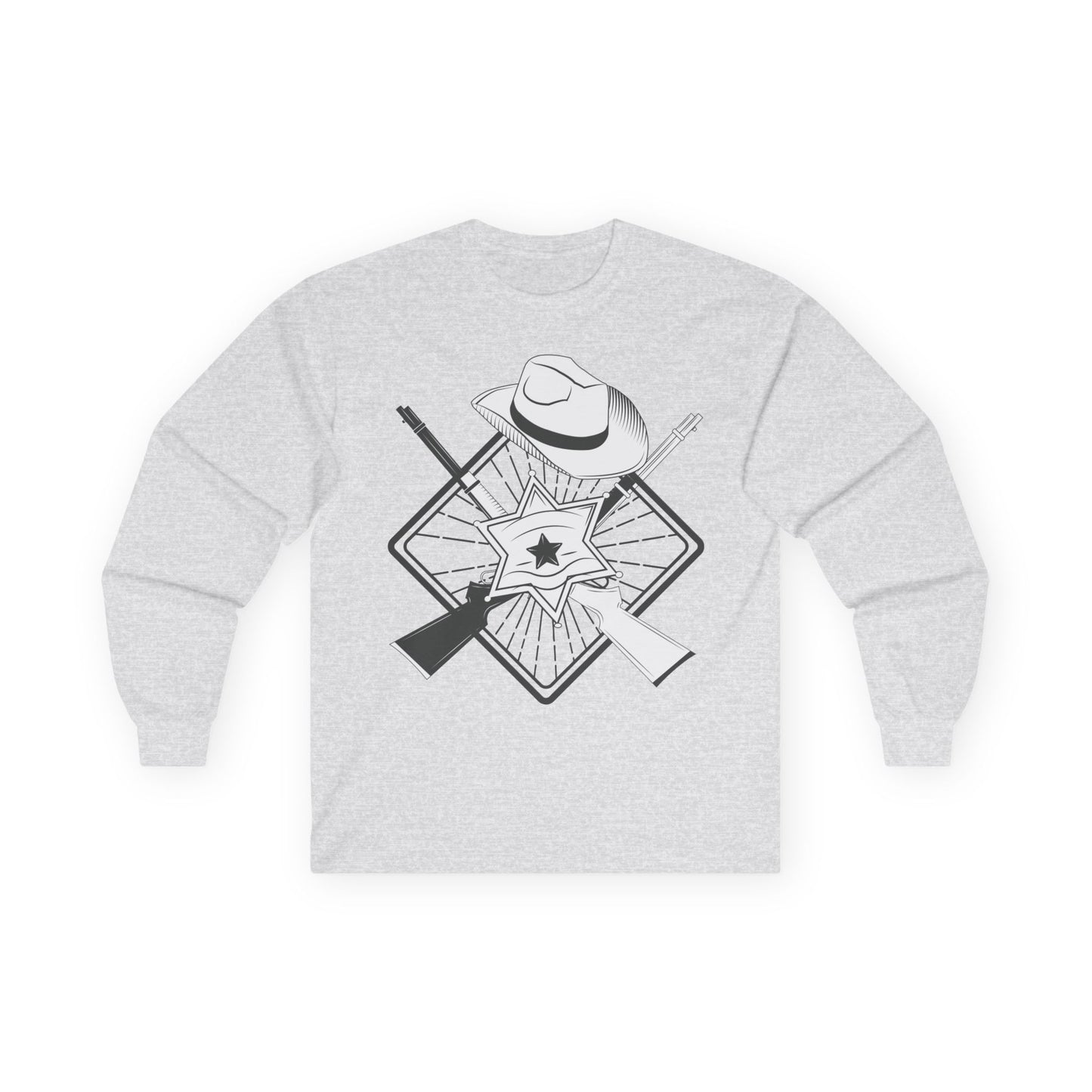 Unisex Ultra Cotton Long Sleeve Tee - Vintage Cowboy w Rifles and Hat