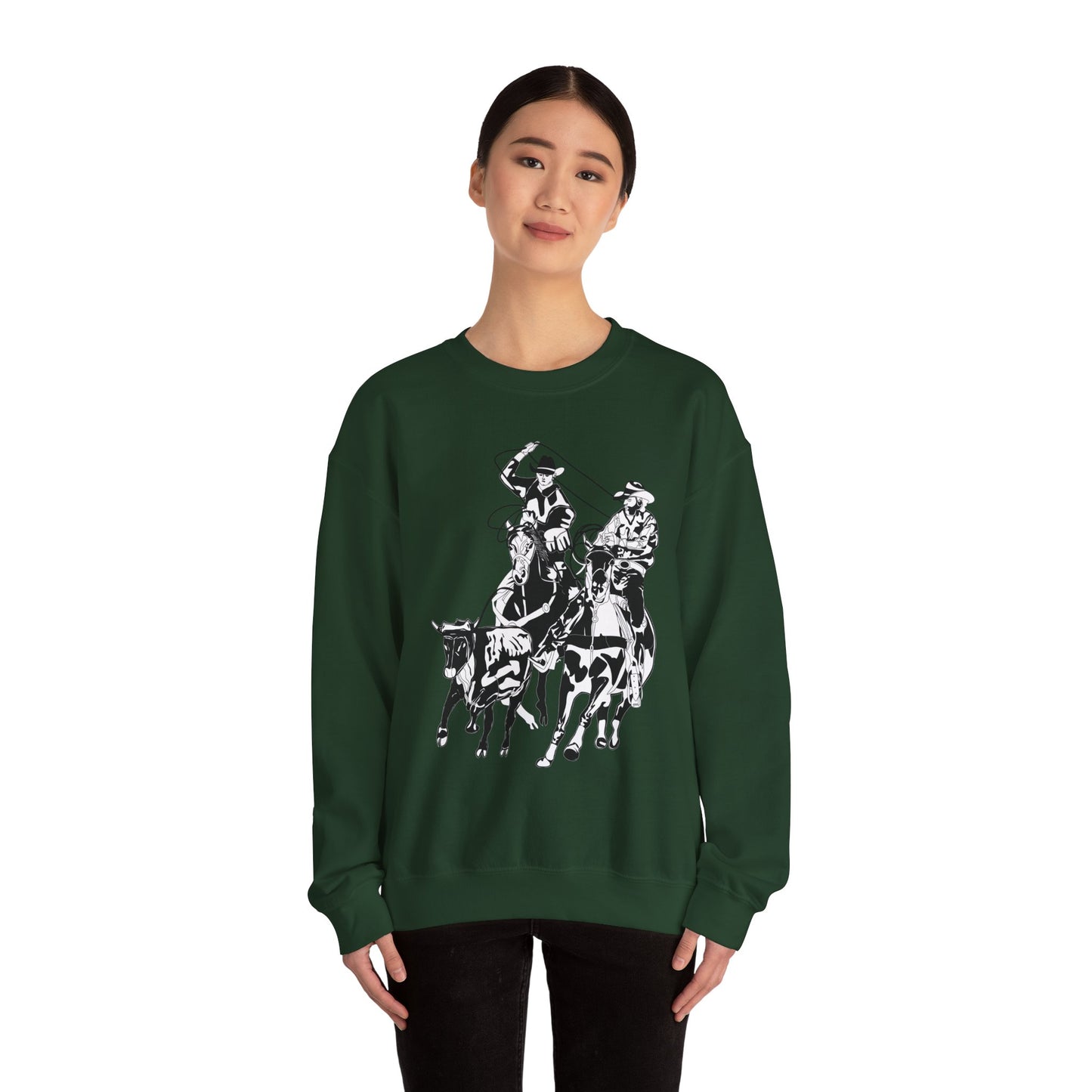 Crewneck Sweatshirt - California Rodeo - Salinas Team Roping - BW