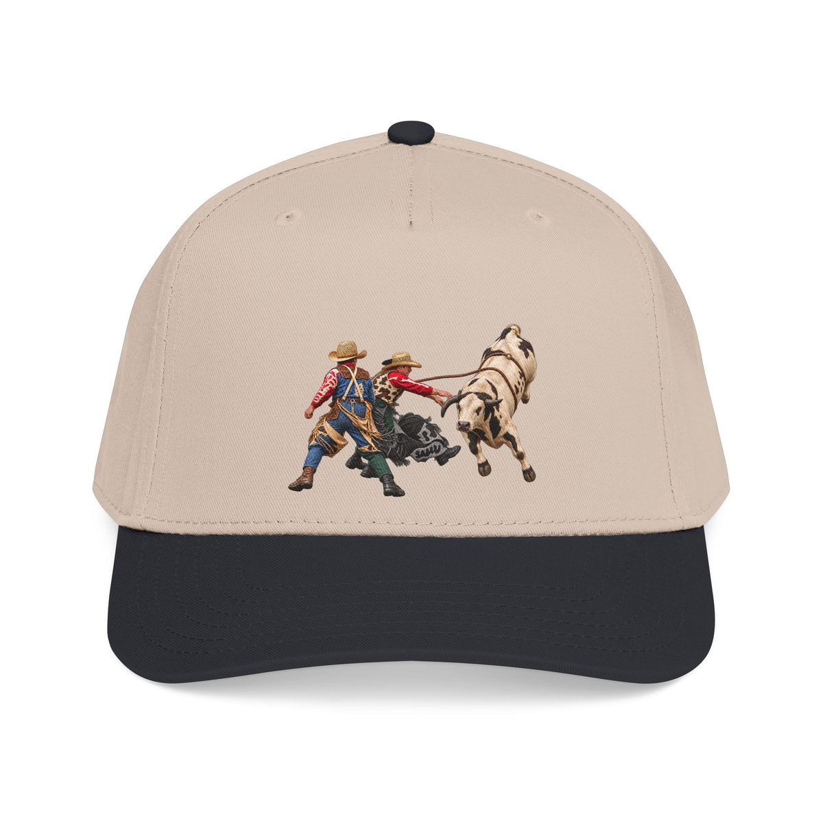 Mid Profile Baseball Cap — Cowboys - Clowns and Bull - without Text - 3D Transparent