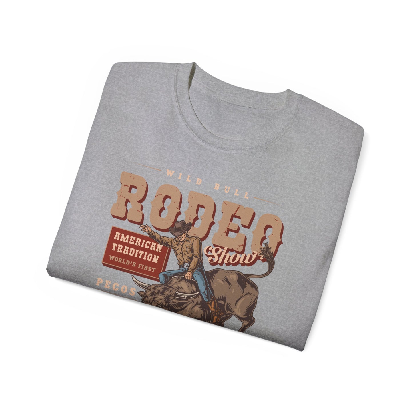 Western Rodeo Cowboy Tee - Fun Casual Shirt for Rodeo Fans, Gift for Country Lovers, Festival Outfit, Everyday Wear, Rodeo Apparel - American Tradition Wild Bull Rodeo Show - Wild West Cowboy, Texas