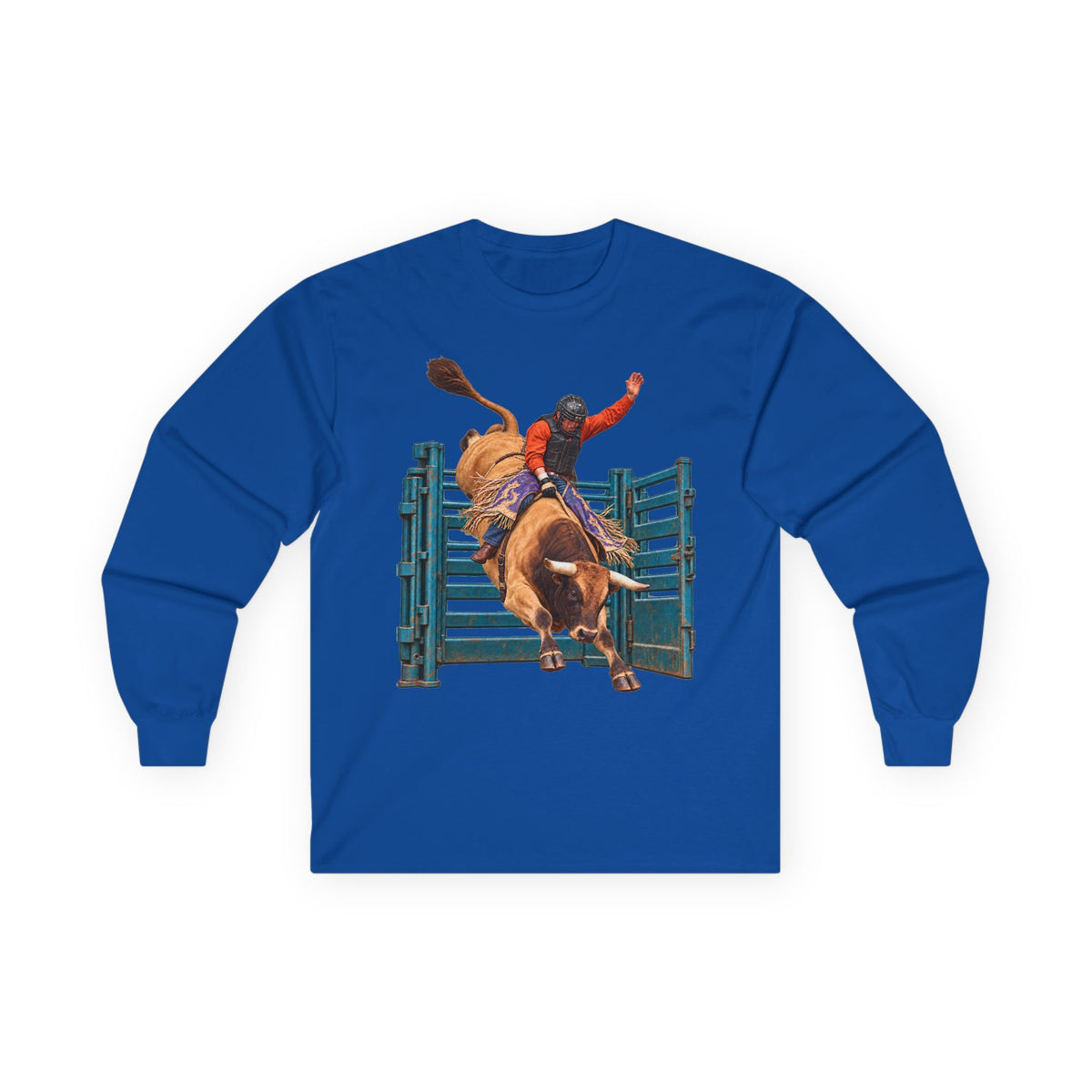 Unisex Ultra Cotton Long Sleeve Tee - Cowboys - Bull Rider - Out of the Chute - without Text - 3D Transparent
