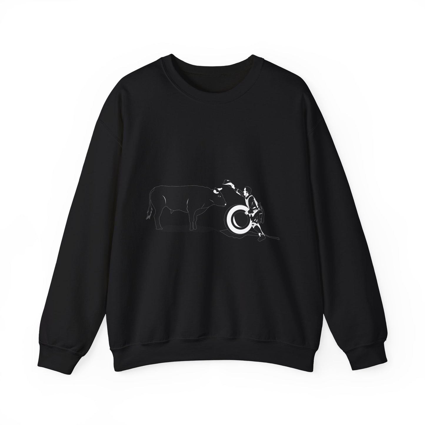 Crewneck Sweatshirt - Clown and Bull - BW
