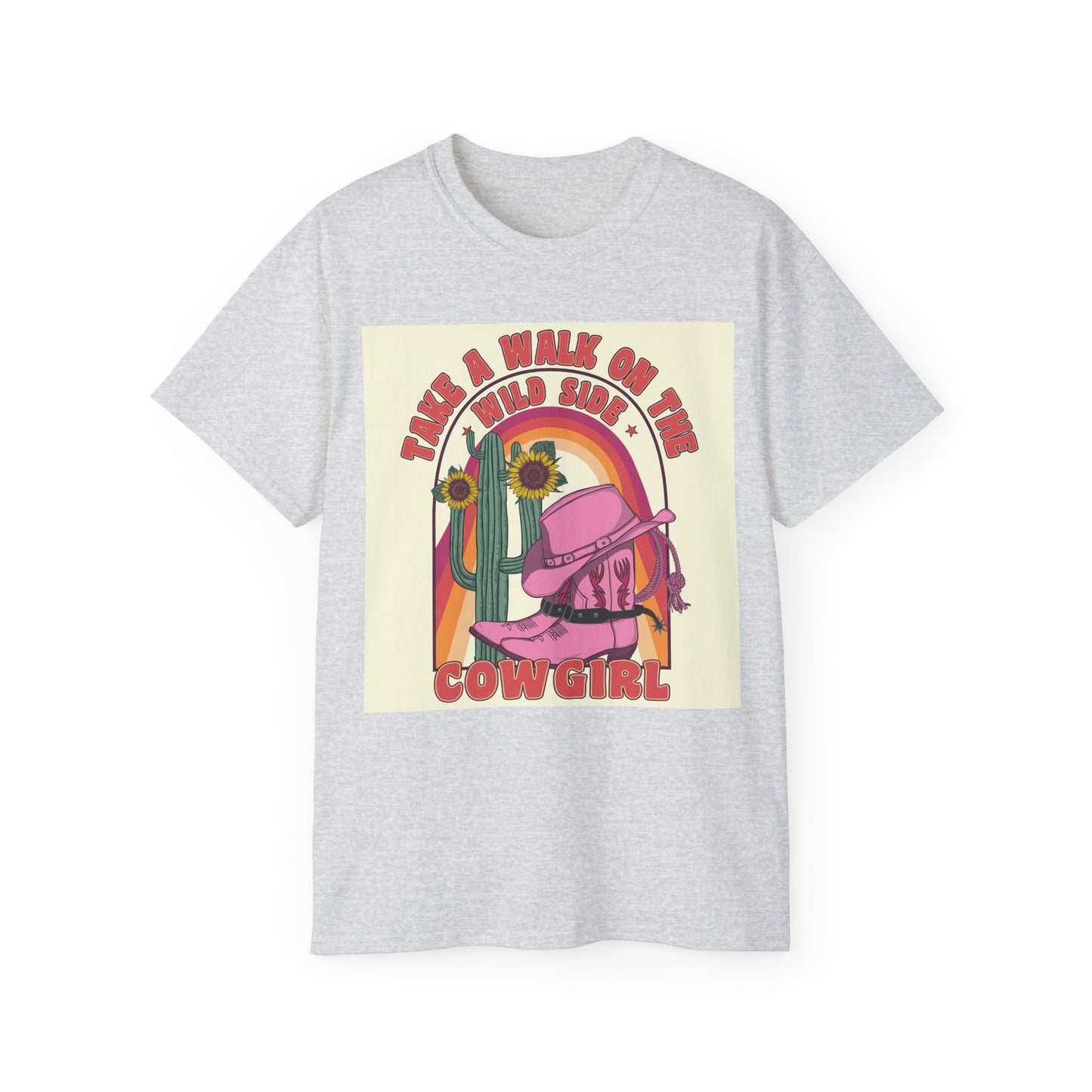Unisex Ultra Cotton Tee - Cowgirl Sunset Boots & Cactus