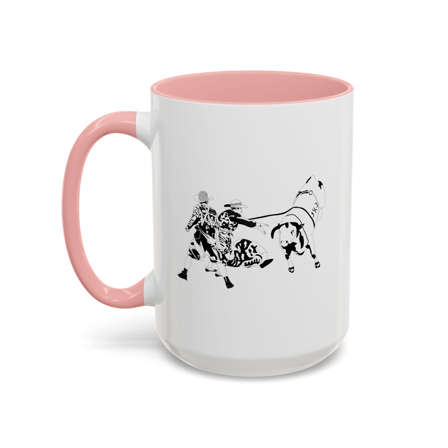 Accent Coffee Mug (11, 15oz) - Clowns and Bull - BW