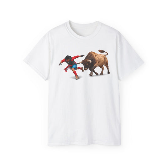 Unisex Ultra Cotton Tee - Rodeo - Bull and Clown - 3D