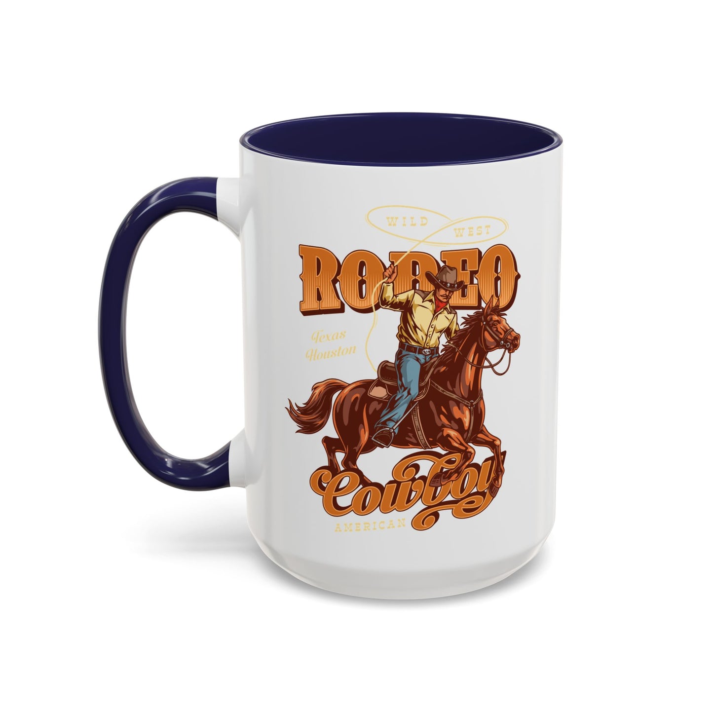 Accent Coffee Mug (11, 15oz) - Wild West - Houston, Texas - American Rodeo Cowboy
