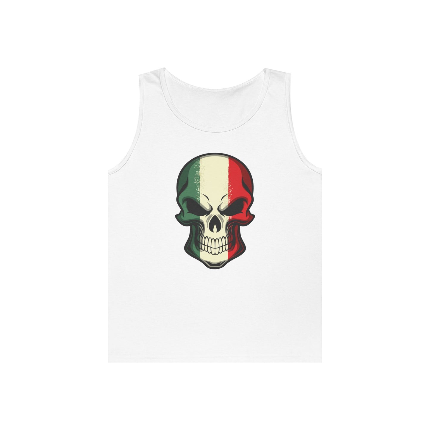 Unisex Heavy Cotton Tank Top - Red White Green Skull