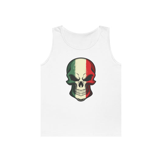 Unisex Heavy Cotton Tank Top - Red White Green Skull