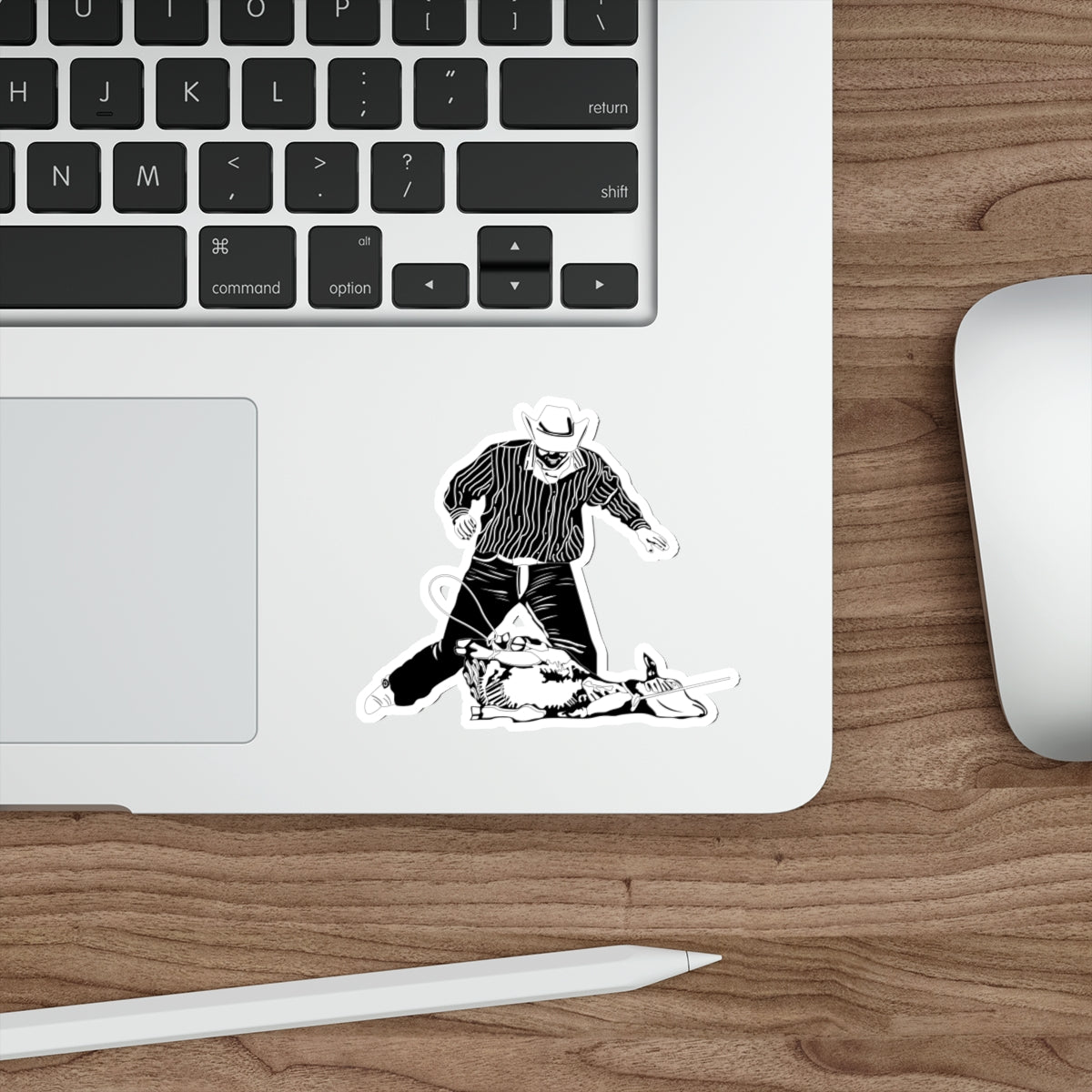 Die-cut stickers - Calf Roping - BW