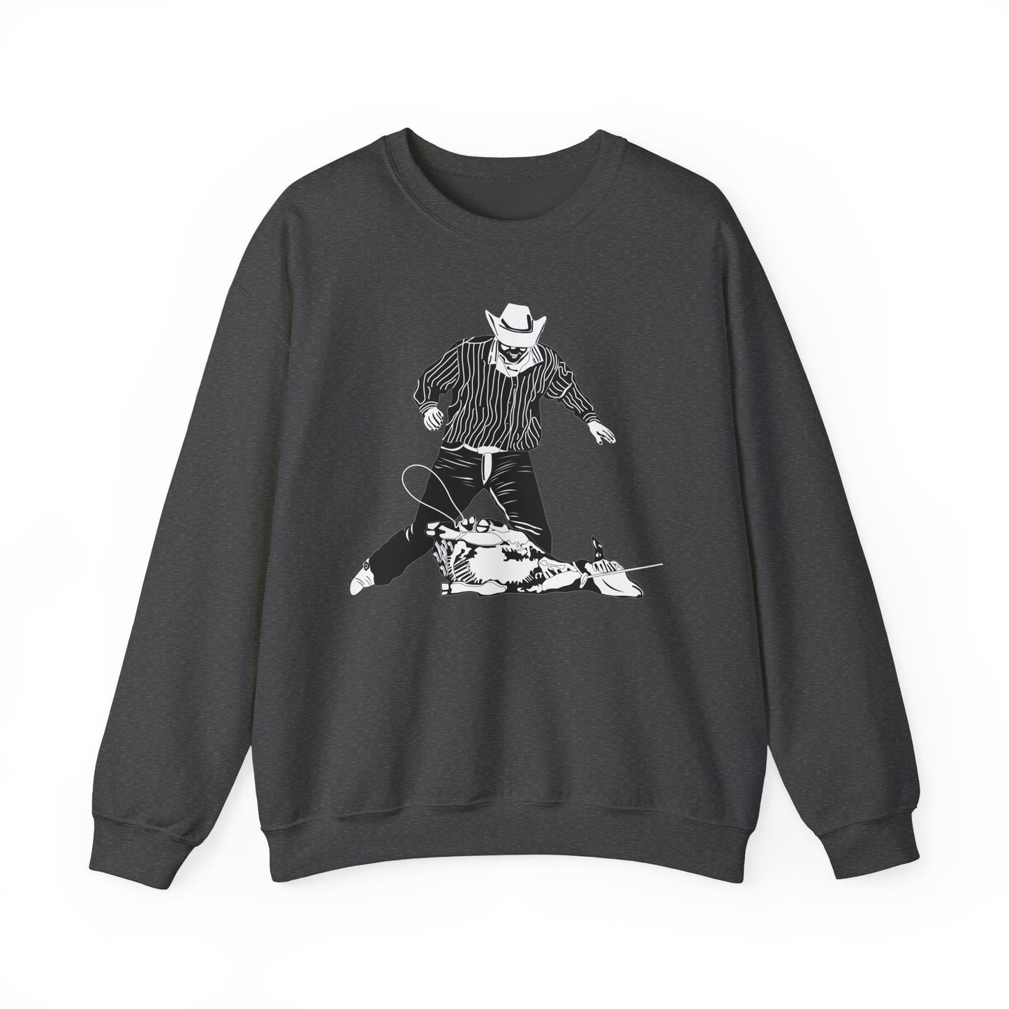 Crewneck Sweatshirt - Calf Roping - BW
