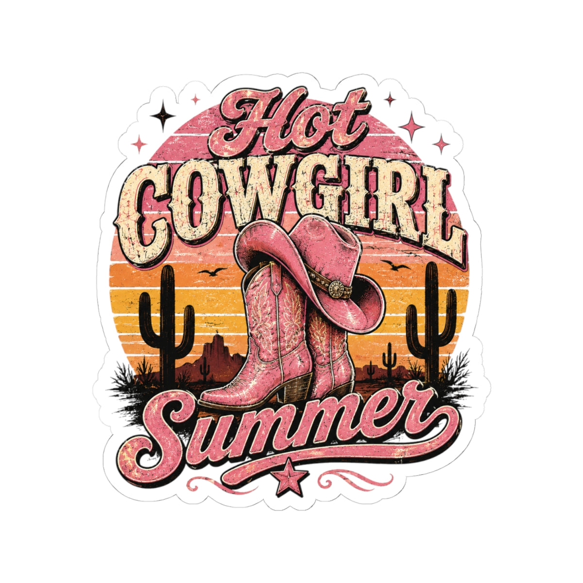 Kiss-Cut Sticker — Hot Cowgirl Summer