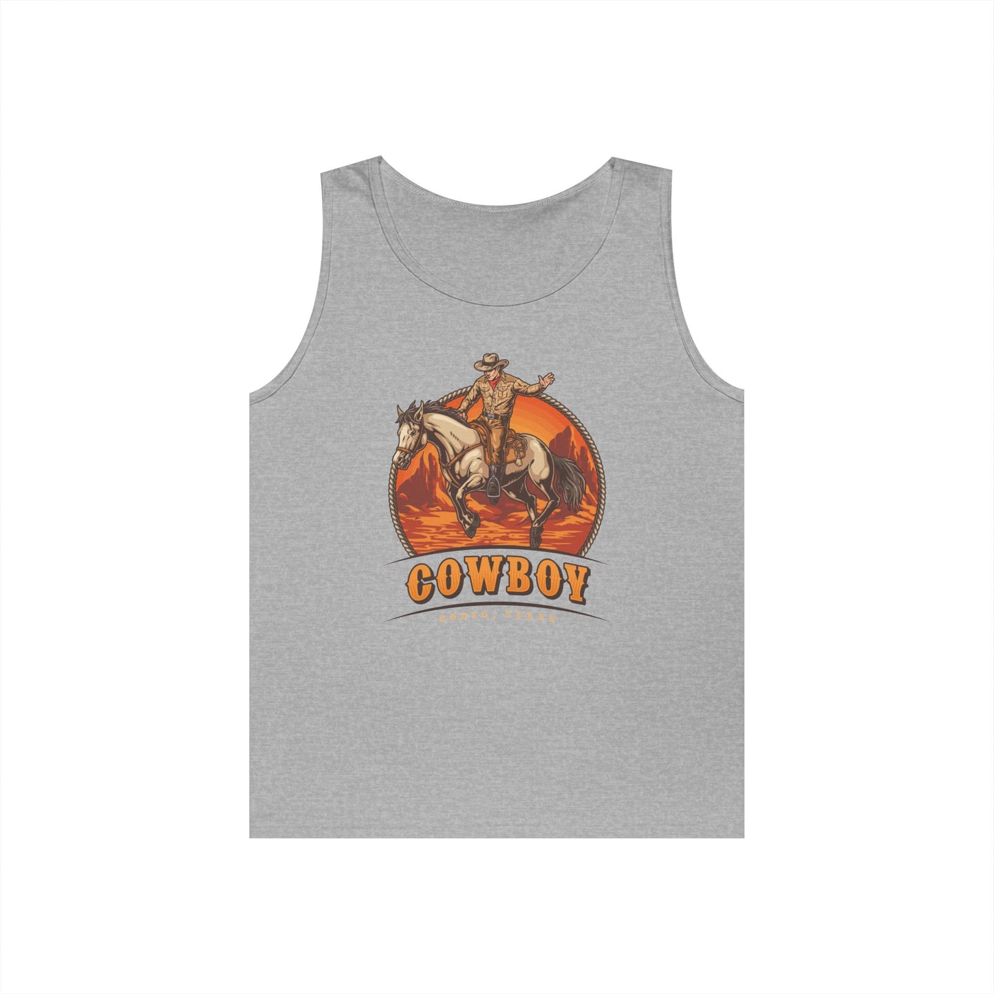 Unisex Heavy Cotton Tank Top - Rodeo Cowboy - Texas