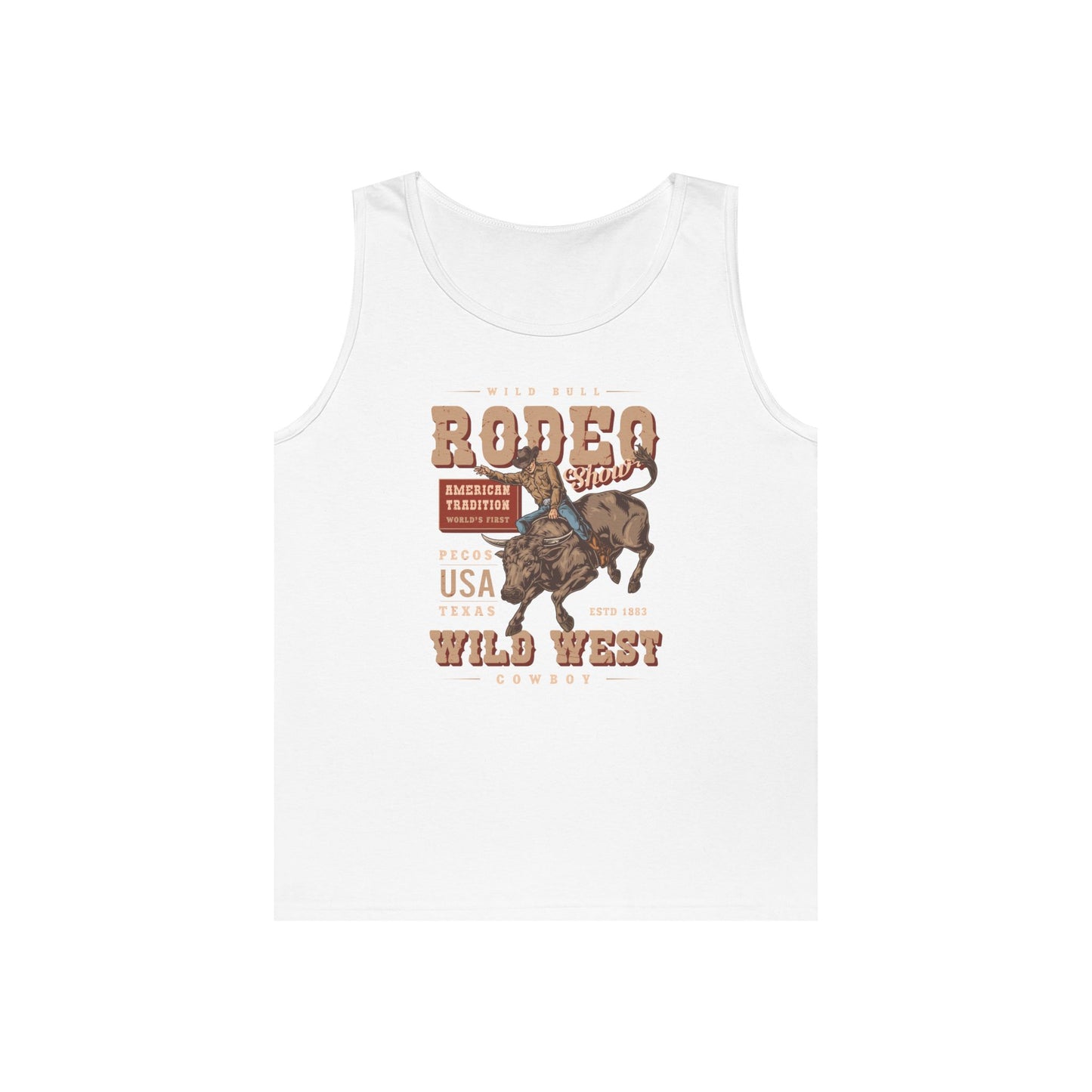 Unisex Heavy Cotton Tank Top - American Tradition Wild Bull Rodeo Show - Wild West Cowboy, Texas