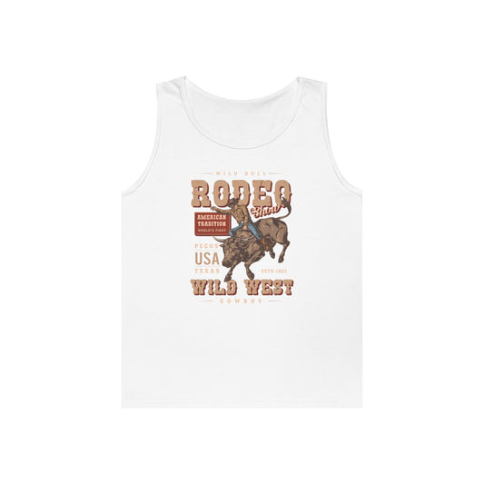 Unisex Heavy Cotton Tank Top - American Tradition Wild Bull Rodeo Show - Wild West Cowboy, Texas