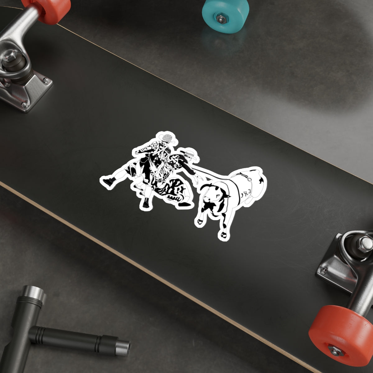 Die-cut stickers - Clowns and Bull - BW