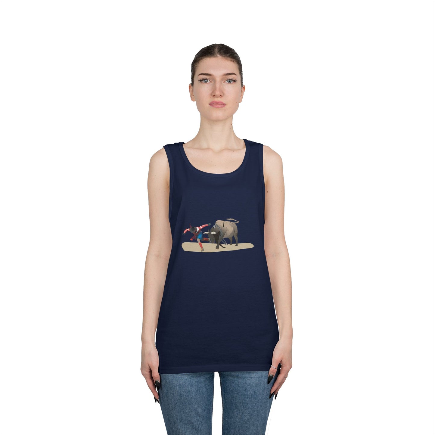 Unisex Heavy Cotton Tank Top - Rodeo - Bull and Clown