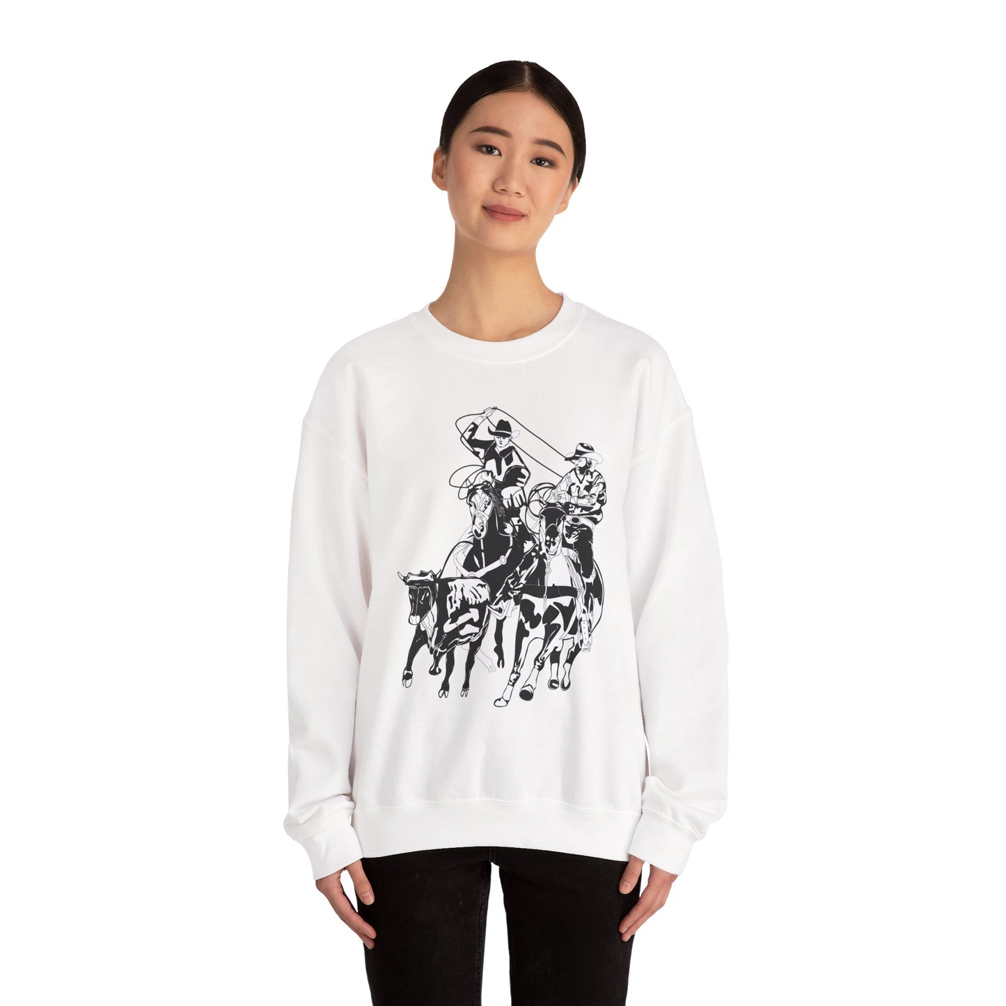 Crewneck Sweatshirt - California Rodeo - Salinas Team Roping - BW