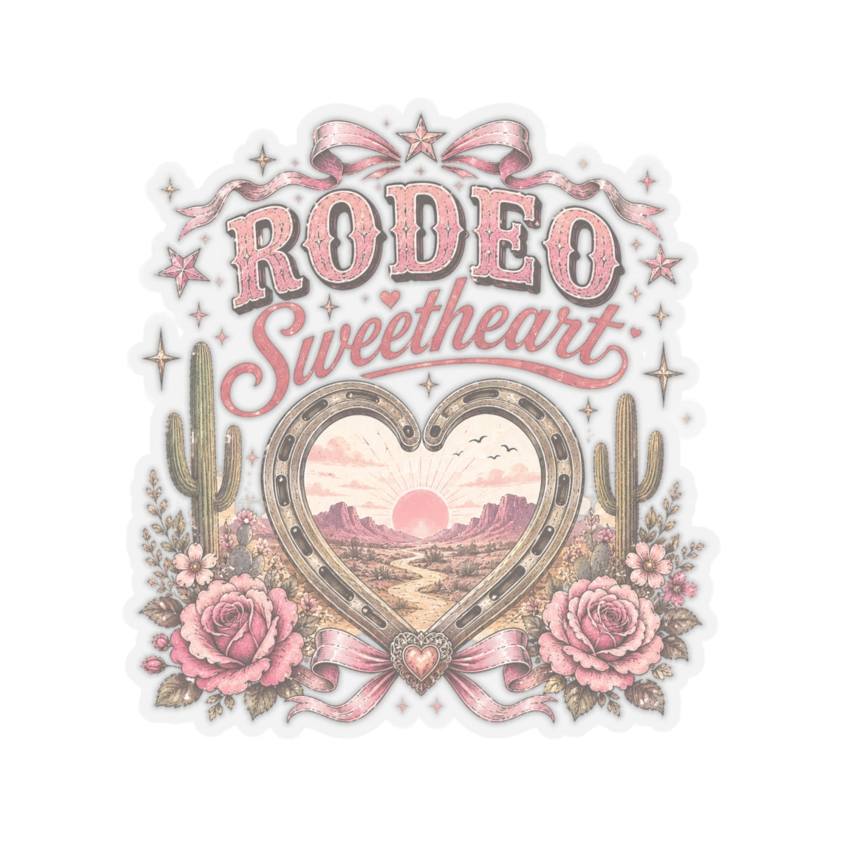 Kiss-Cut Sticker — Rodeo sweetheart with floral details