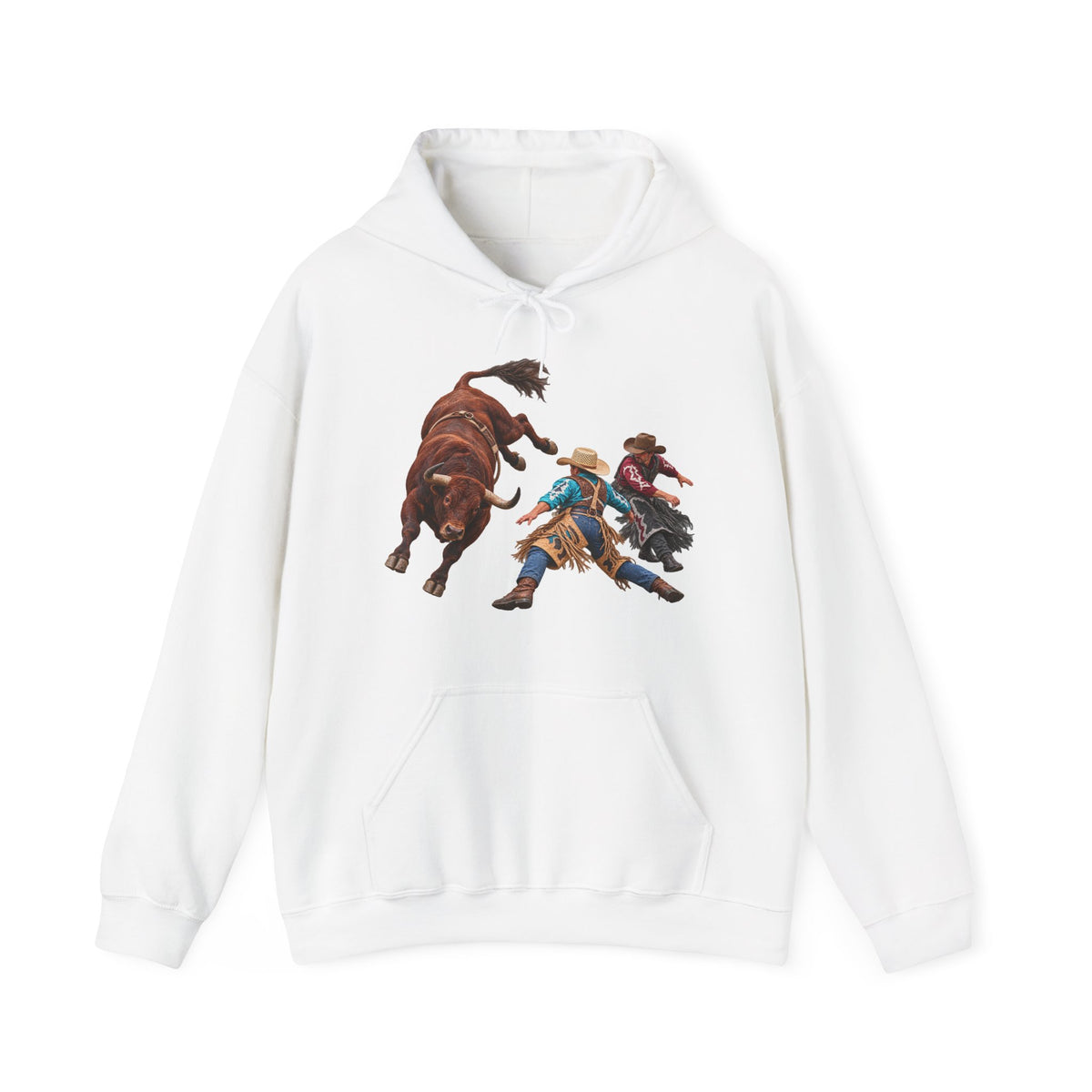 Hoodie — Cowboys - Clowns and Brown Bull - without Text - 3D Transparent