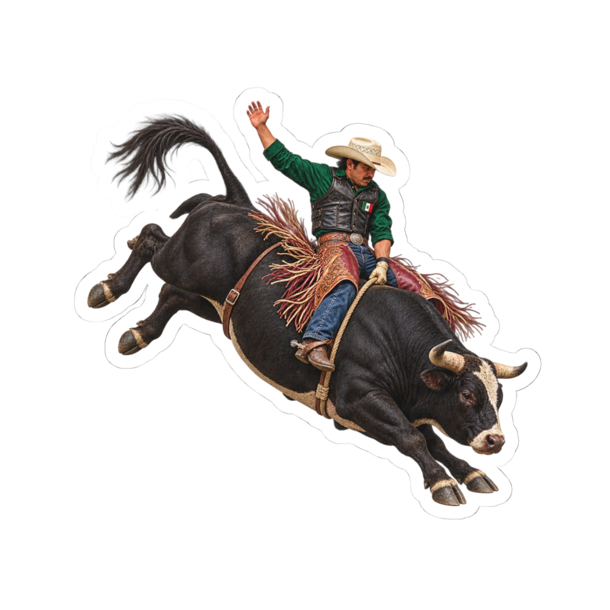 Kiss-Cut Stickers - Cowboys - Bull Rider - Latino - without Text - 3D Transparent