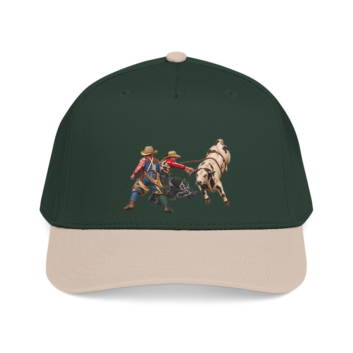 Mid Profile Baseball Cap — Cowboys - Clowns and Bull - without Text - 3D Transparent