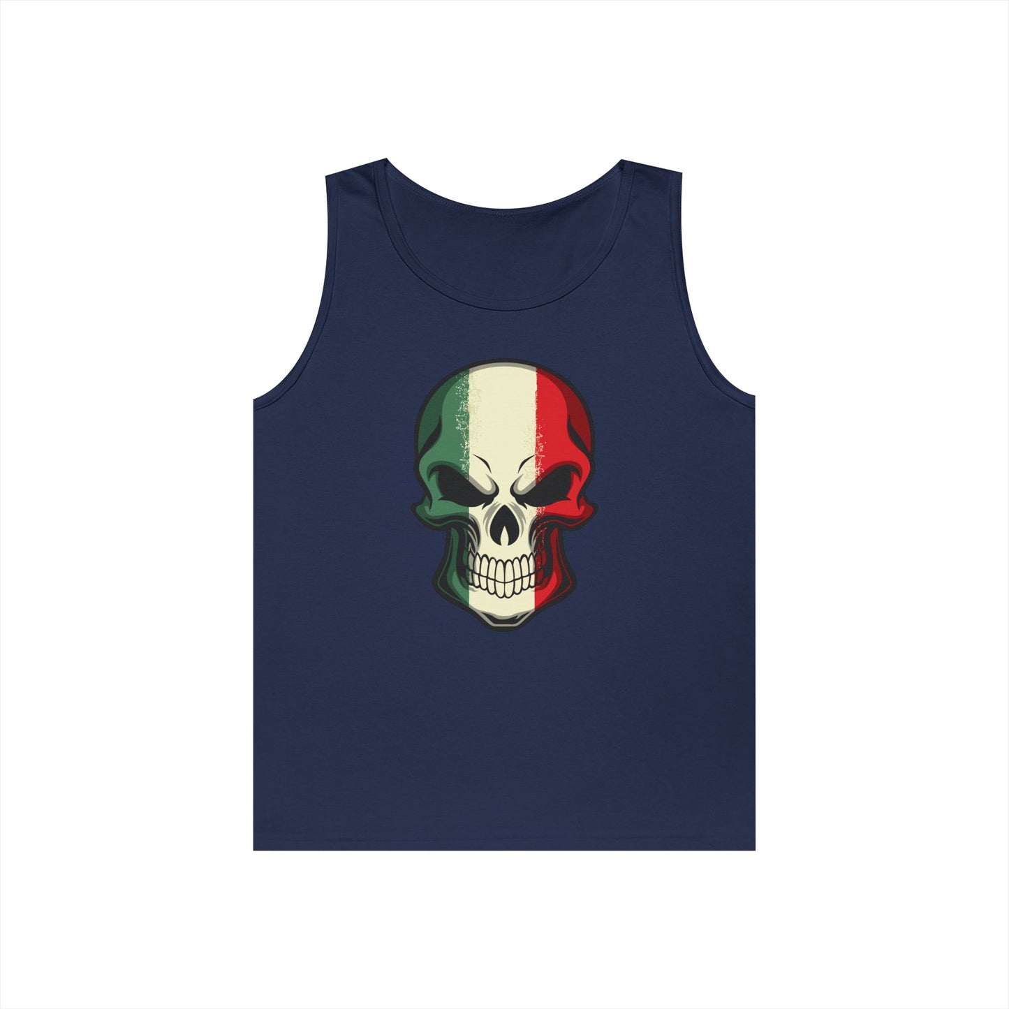 Unisex Heavy Cotton Tank Top - Red White Green Skull