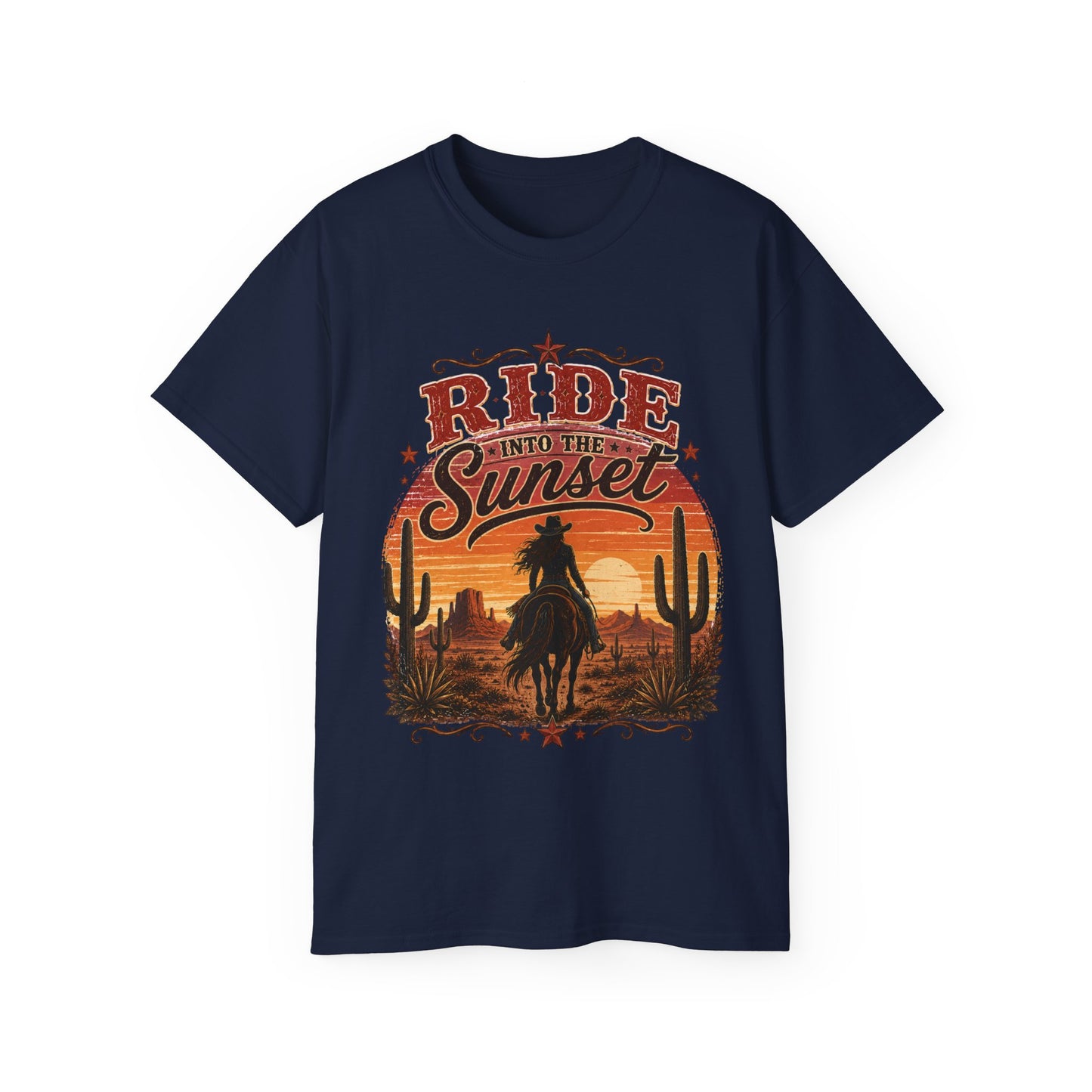 T-Shirt - Riding into the desert sunset