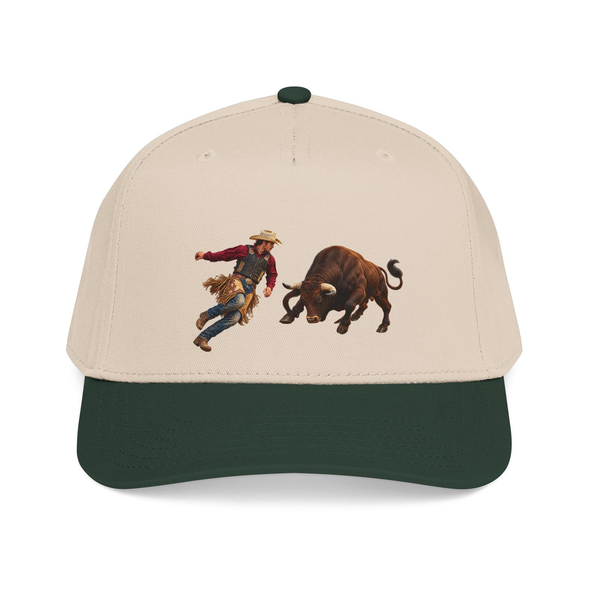 Mid Profile Baseball Cap — Cowboys - Cowboy and Bull - Color - 3D Transparent