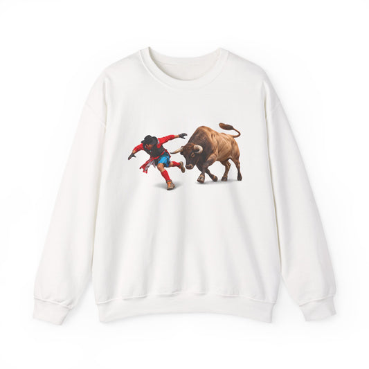 Crewneck Sweatshirt - Cowboys - Bull Chasing Clown - Ground Shadow - without Text - 3D Transparent