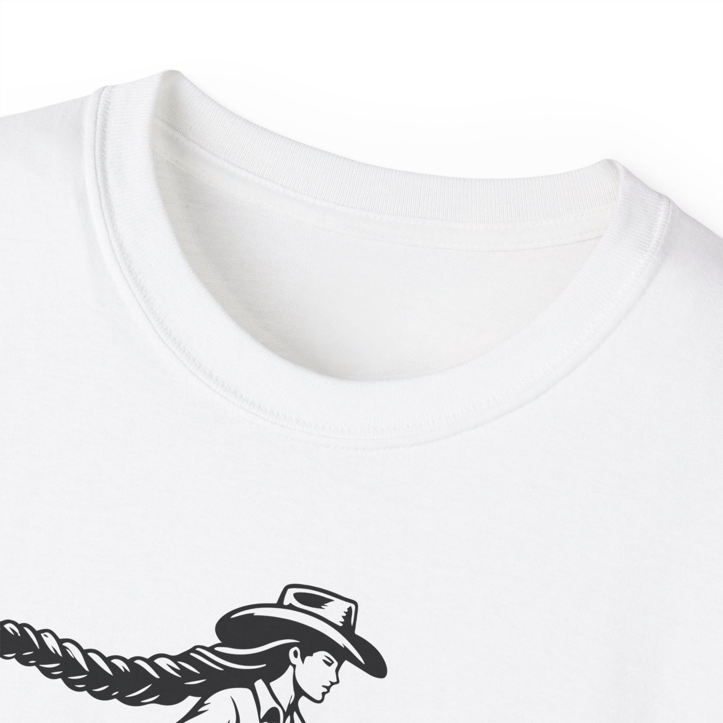 Unisex Ultra Cotton Tee - Cowgirl Riding Horse - Windblown