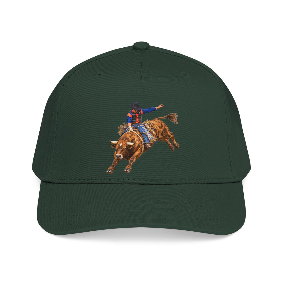 Mid Profile Baseball Cap — Cowboys - Bull Rider - Oblique - without Text - 3D Transparent