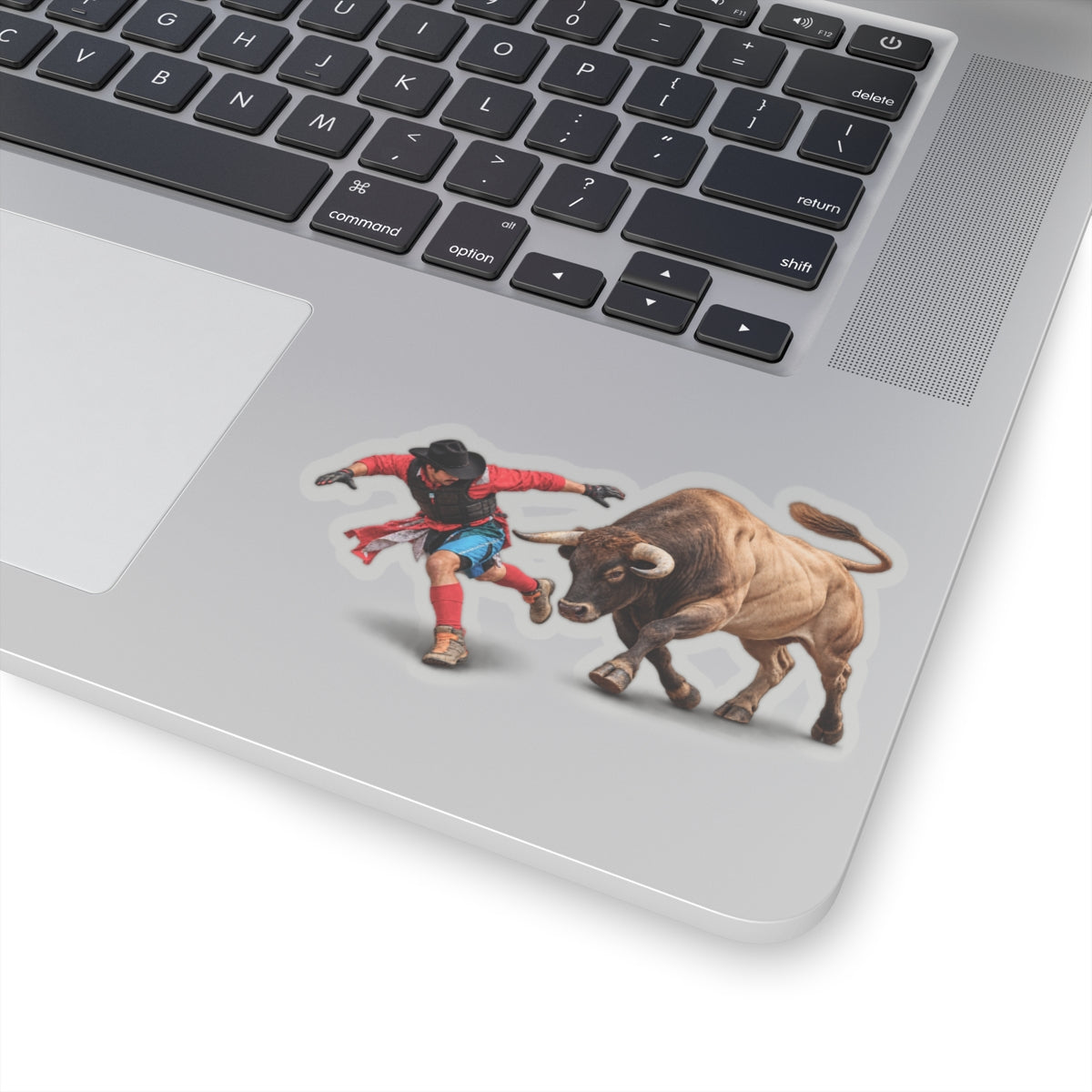 Kiss-Cut Stickers - Cowboys - Bull Chasing Clown - Ground Shadow - without Text - 3D Transparent