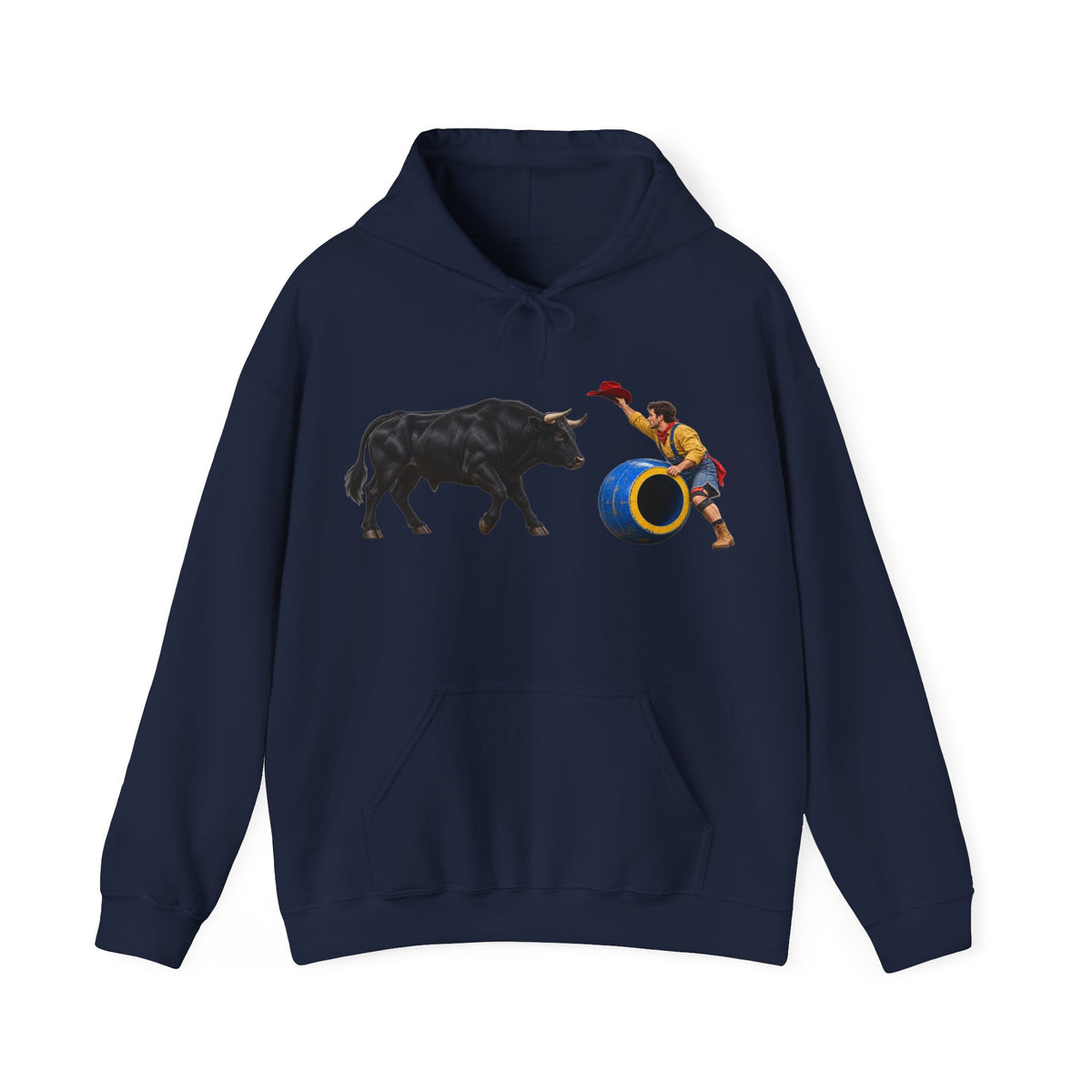 Hoodie — Cowboys - Clown Teasing Bull, Barrel - 3D Transparent