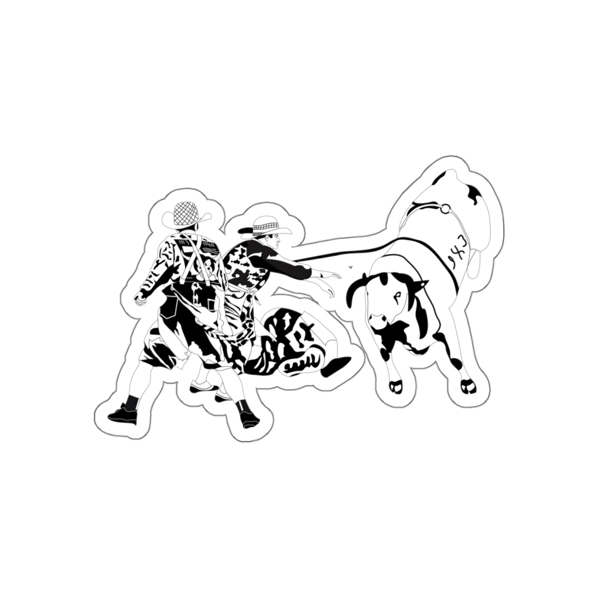 Die-cut stickers - Clowns and Bull - BW