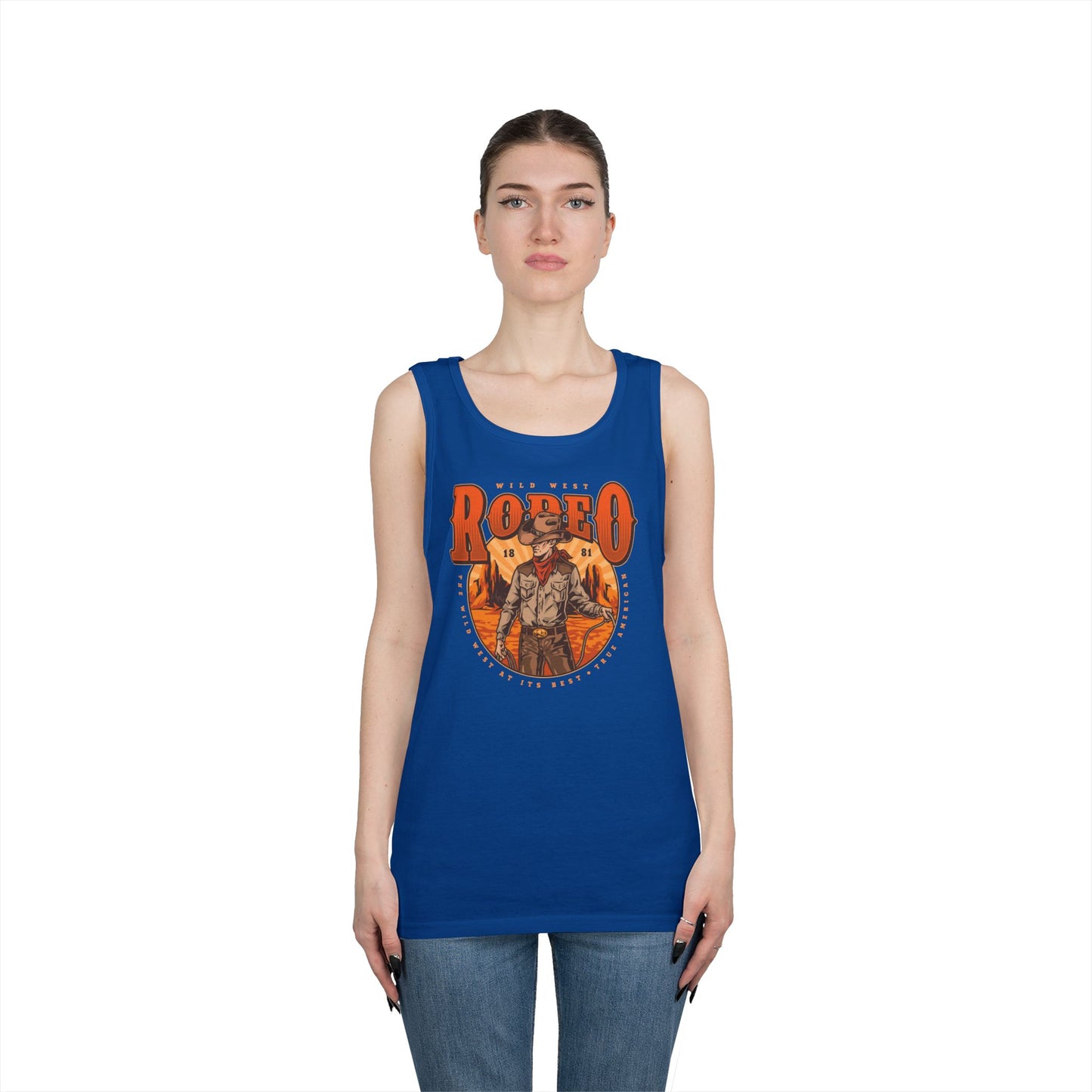 Unisex Heavy Cotton Tank Top - Wild West Rodeo - True American - The Wild West At Its Best