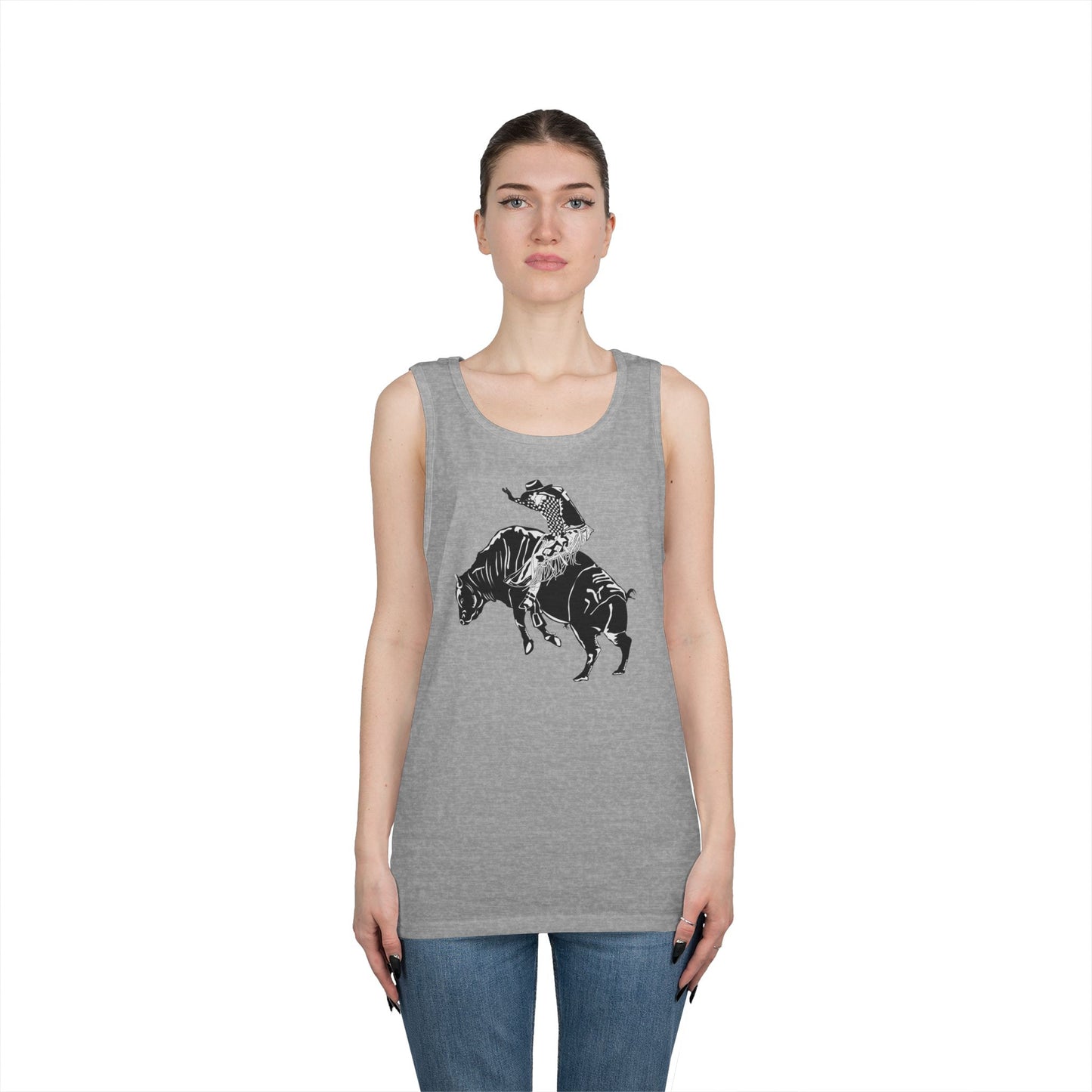 Unisex Heavy Cotton Tank Top - Cowboy - Bull Rider - BW