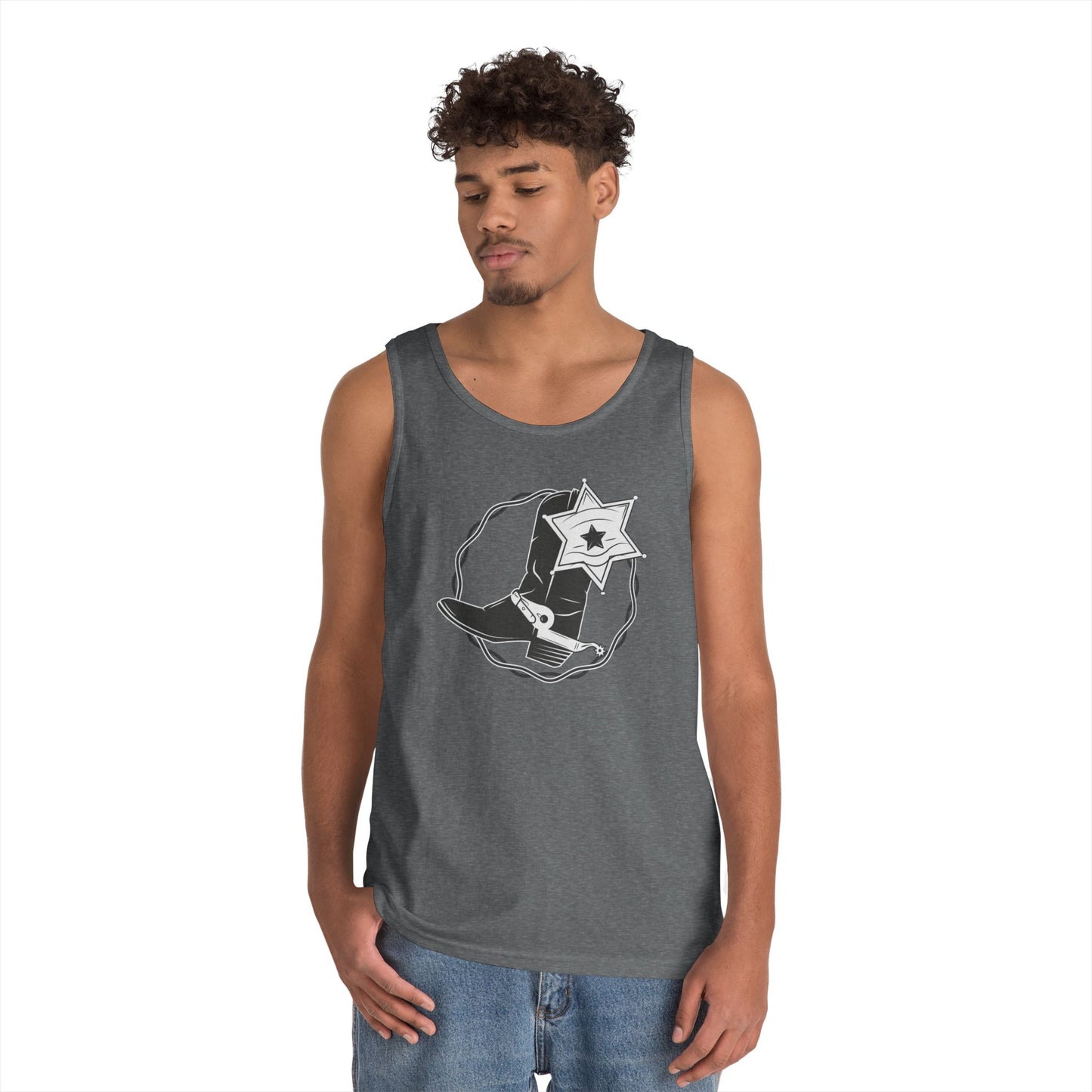 Unisex Heavy Cotton Tank Top - Boots w Star