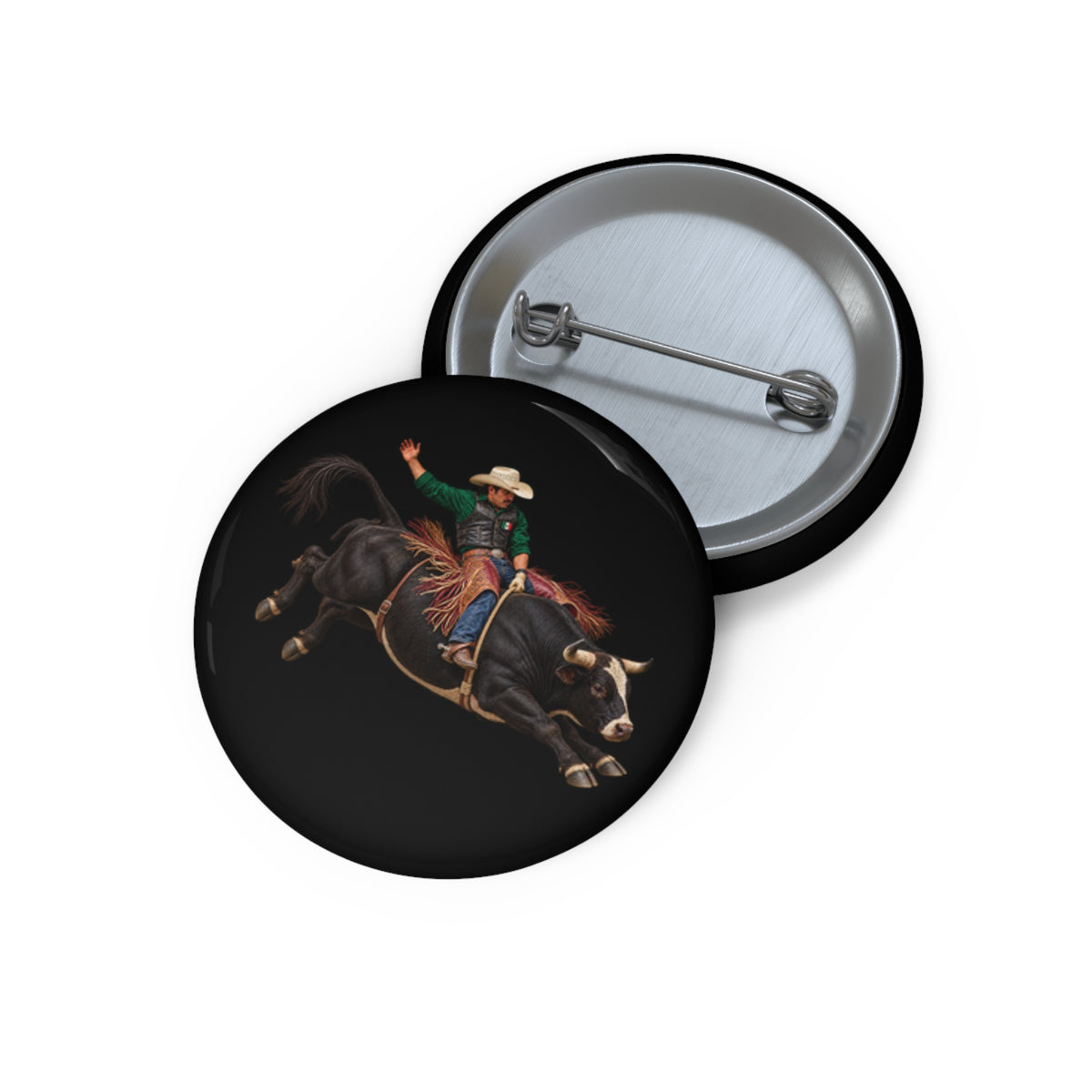 Custom Pin Buttons - Cowboys - Bull Rider - Latino - without Text - 3D Transparent