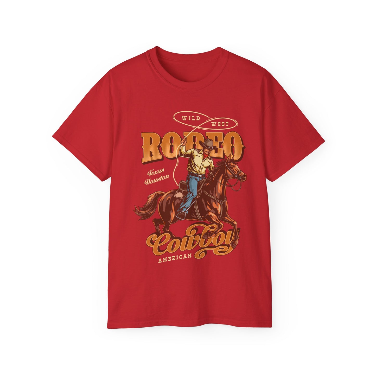Unisex Ultra Cotton Tee - Wild West - Houston, Texas - American Rodeo Cowboy