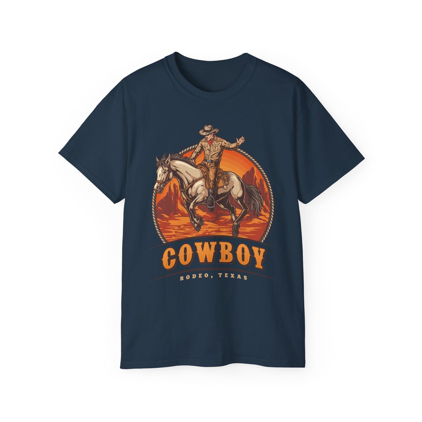 Western Rodeo Cowboy Tee - Fun Casual Shirt for Rodeo Fans, Gift for Country Lovers, Festival Outfit, Everyday Wear, Rodeo Apparel - Rodeo Cowboy - Texas