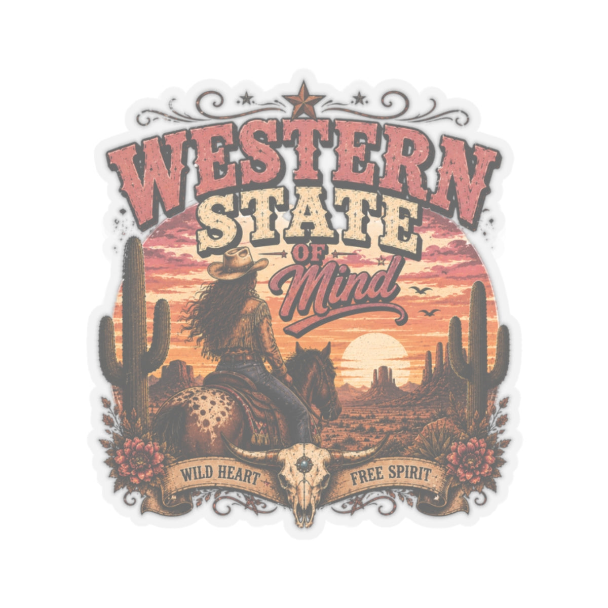 Kiss-Cut Sticker — Western spirit at sunset