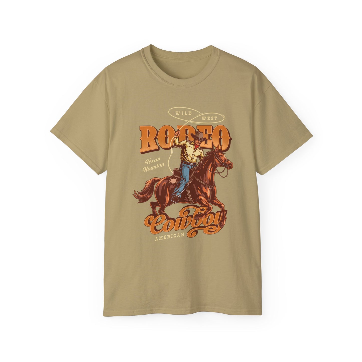 Western Rodeo Cowboy Tee - Fun Casual Shirt for Rodeo Fans, Gift for Country Lovers, Festival Outfit, Everyday Wear, Rodeo Apparel - Wild West - Houston, Texas - American Rodeo Cowboy