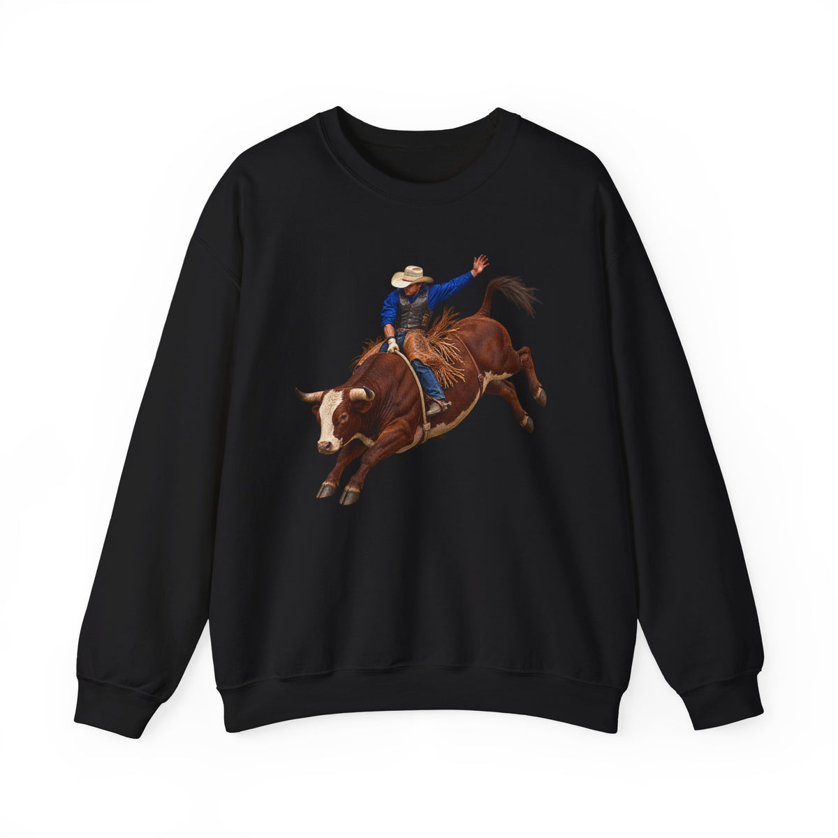 Crewneck Sweatshirt - Cowboys - Bull Rider - Mid Ride - without Text - 3D Transparent