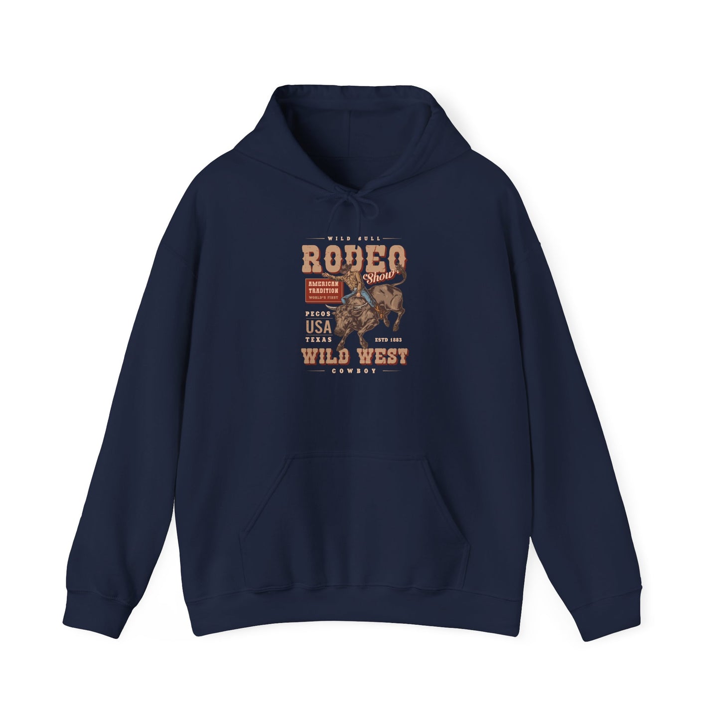Unisex Hoodie - American Tradition Wild Bull Rodeo Show - Wild West Cowboy, Texas