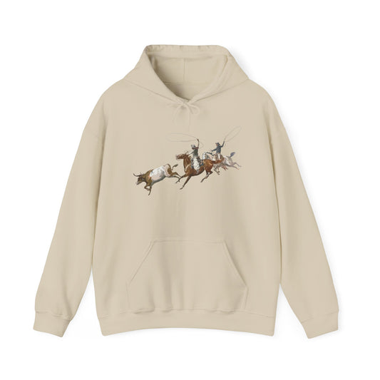 Unisex Hoodie - 2 Cowboys Roping 1 Longhorn X 300