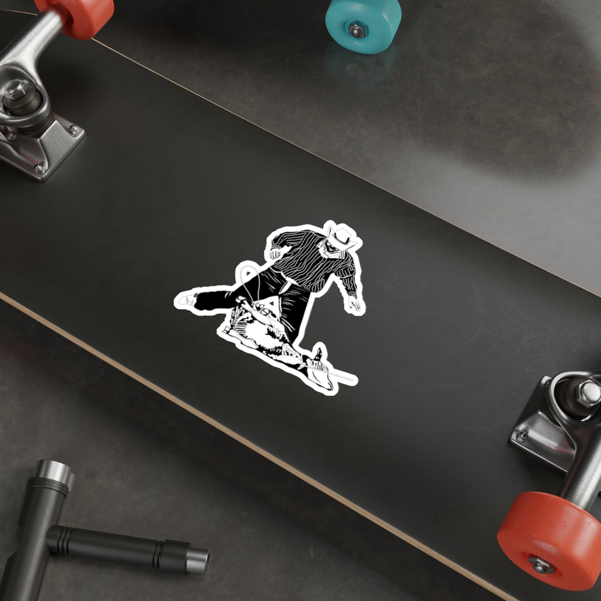 Die-cut stickers - Calf Roping - BW